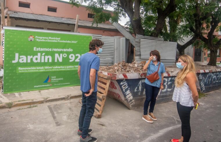 Juan Andreotti visitó la obra de renovación integral del Jardín N°922 de San Fernando