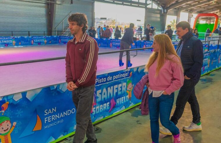 Andreotti visitó la Pista de Patinaje sobre Hielo gratuita del Parque Náutico de San Fernando 